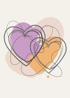 one line two love sketch drawing abstract minimal vector