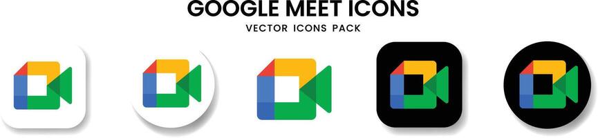 Google Meet app icon set. Brand logo. Network application for online conference and meeting service. vector