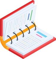 Isometric Open Notebook vector