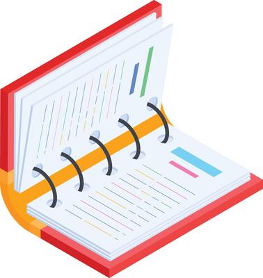 Isometric Open Notebook