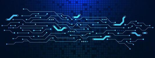 Abstract electronic circuit board with digital pixels. Global networking, electric line and communication technology vector