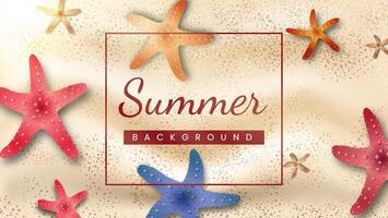 Summer background with attractive starfish elements in various colors, suitable for banner vector