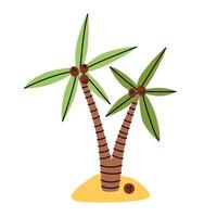 Hand drawn palm tree. Exotic tropical plant with concepts of summer and beach. vector