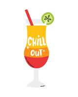 Sunrise tequila. A summer alcoholic drink with ice. Chill out. Card for print. vector