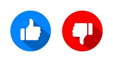 Like and dislike icon with long shadow. Social media reaction vector