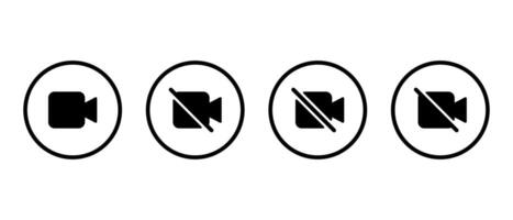 call and camera off icon on circle line vector