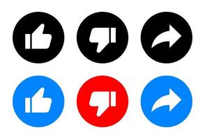 Like, dislike, and share icon in flat design. Social media elements vector