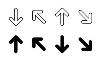 Upward and downward arrow icon set. Up and down direction sign symbol vector