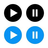 Play and pause button icon in flat style vector