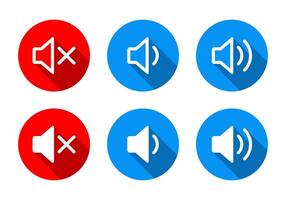 Mute and volume speaker icon with long shadow vector