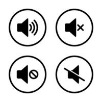 Speaker and volume off icon on circle line vector