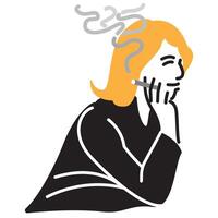 Illustration of a smiling person enjoying a cigarette vector