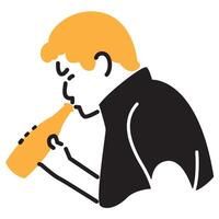 illustration of a man drinking from a bottle vector