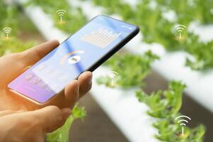 The concept of using AI and smart farming. photo