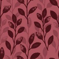 Seamless pattern with branches and leaves. Hand drawn floral botanical design. Modern print for textile, fabric, wallpaper, wrapping, scrapbook and packaging vector