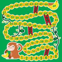 snakes and ladders board game with a monkey animal theme vector