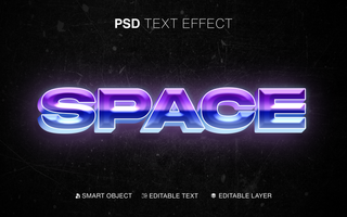 Editable Retro Arcade Text Effect Space psd