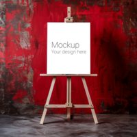 Easel Canvas Mockup on Red Background psd