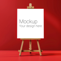 Easel Canvas Mockup on Red Background psd