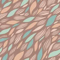 The graphic pattern of leaves and waves. Tender hand-drawn seamless pattern. vector