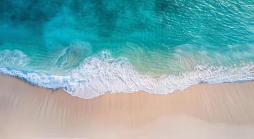 Aerial View of White Sand Beach and Turquoise Water photo