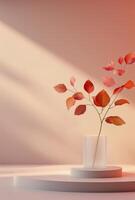 White Pedestal With Fall Leaves photo