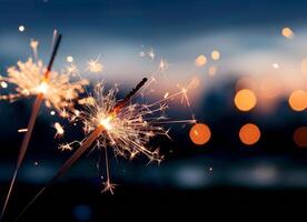 Sparkler Lights at Night photo