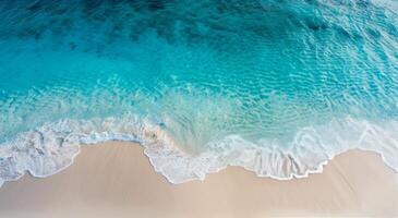 Aerial View of White Sand Beach and Turquoise Water photo