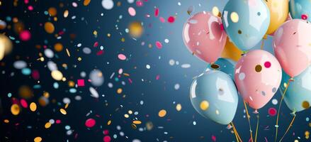 Colorful Balloons and Confetti photo
