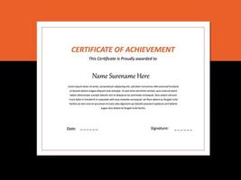 Clean and Simple certificate of achievement template Design vector