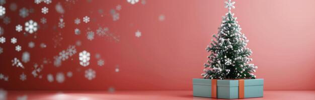 Decorated Christmas Tree With Red Background photo