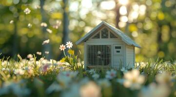 Small House In A Flower Field photo