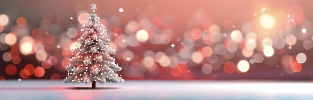 Decorated Christmas Tree With Red Background photo