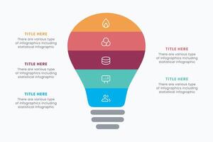 Idea light bulb infographic template for growth diagram, graph, presentation, chart. Business startup idea lamp concept with 5 options vector