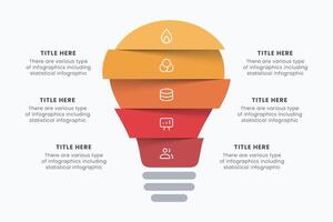 Idea light bulb infographic template for growth diagram, graph, presentation, chart. Business startup idea lamp concept with 5 options vector