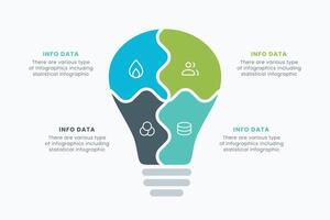 Idea light bulb infographic template for growth diagram, graph, presentation, chart. Business startup idea lamp concept with 4 options vector