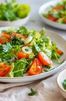 Fresh Salad With Tomatoes, Cucumbers, and Jalapenos photo
