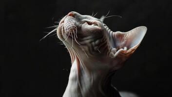 Sphynx Cat Sitting in Spotlight photo