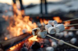 Marshmallows Roasting Over A Campfire photo