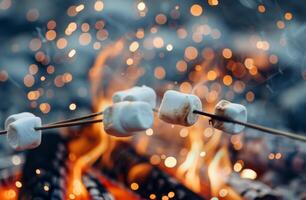 Marshmallows Roasting Over A Campfire photo