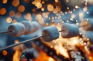 Marshmallows Roasting Over A Campfire photo