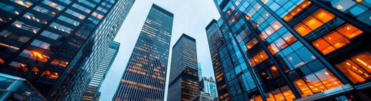 Cityscape View of Skyscrapers at Dusk photo