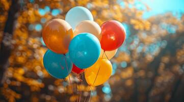 Colorful Balloons in a Park photo