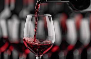 Red Wine Pouring Into Glass photo