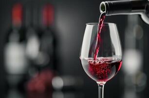 Red Wine Pouring Into Glass photo