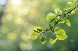 Green Leaves and Sunlight in Forest photo