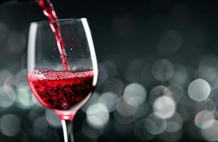 Red Wine Pouring Into Glass photo