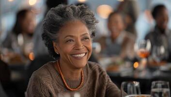 Woman Smiles at Gathering photo