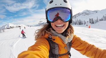 Skiing Selfie in the Mountains photo