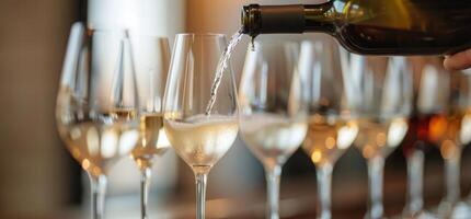 Pouring Wine Into Glasses at a Reception photo